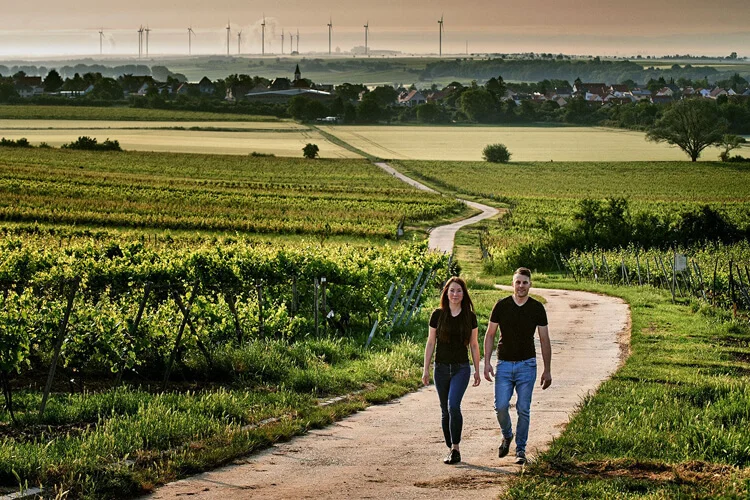 Bianka und Daniel Schmitt spazieren durch den rheinhessischen Wonnegau